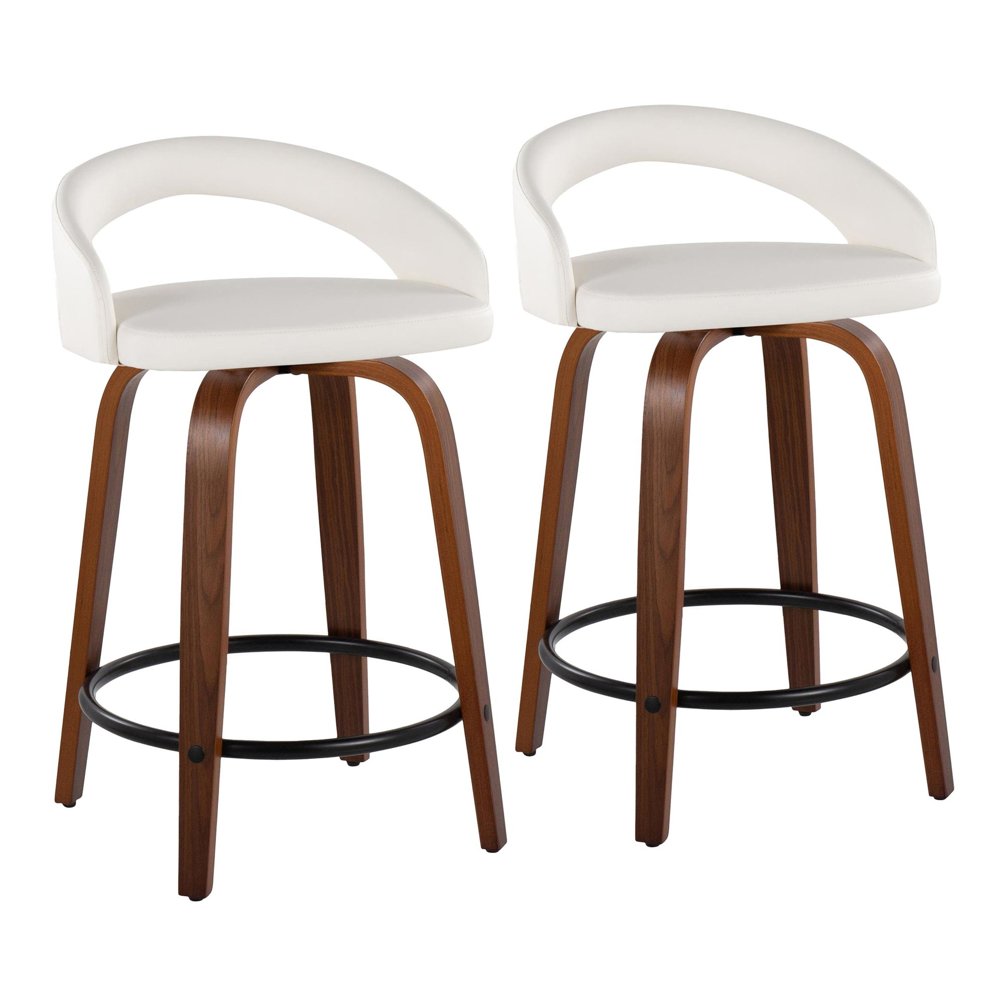 Grotto 24" Contemporary Swivel White Counter Stools (Set of 2) 3 Grotto 24" Contemporary Swivel White Counter Stools (Set of 2) - Image 3