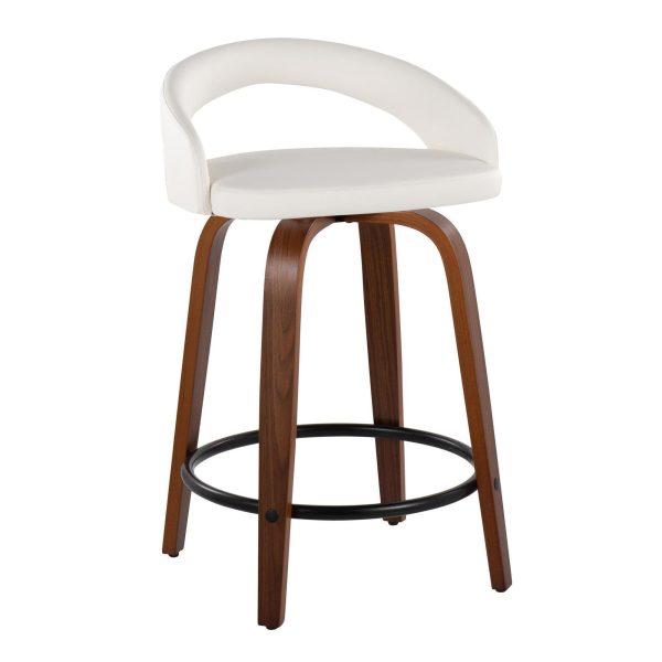 Grotto 24 Contemporary Swivel White Counter Stools Set of 2 3