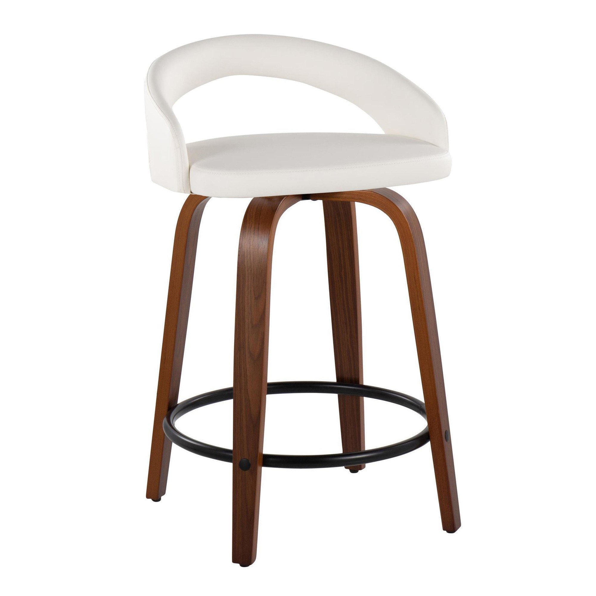 Grotto 24" Contemporary Swivel White Counter Stools (Set of 2) 4 Grotto 24" Contemporary Swivel White Counter Stools (Set of 2) - Image 4