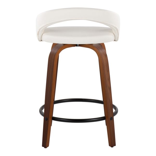 Grotto 24 Contemporary Swivel White Counter Stools Set of 2 6