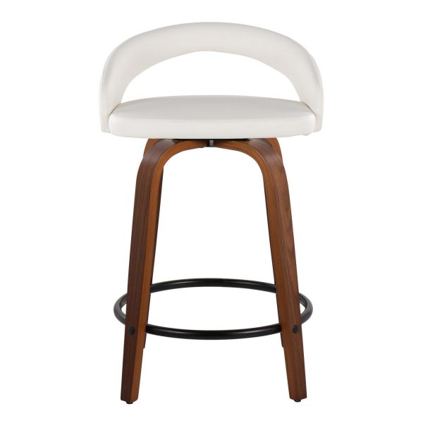 Grotto 24 Contemporary Swivel White Counter Stools Set of 2 7