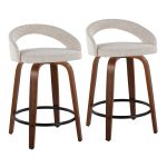 Grotto 24" Contemporary Walnut and Oat Swivel Stools (Set of 2) 13 Grotto 24" Contemporary Walnut and Oat Swivel Stools (Set of 2)