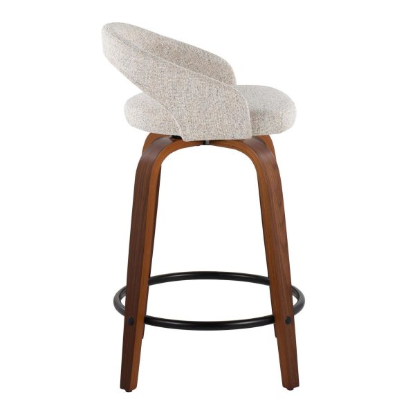 Grotto 24 Contemporary Walnut and Oat Swivel Stools Set of 2 4