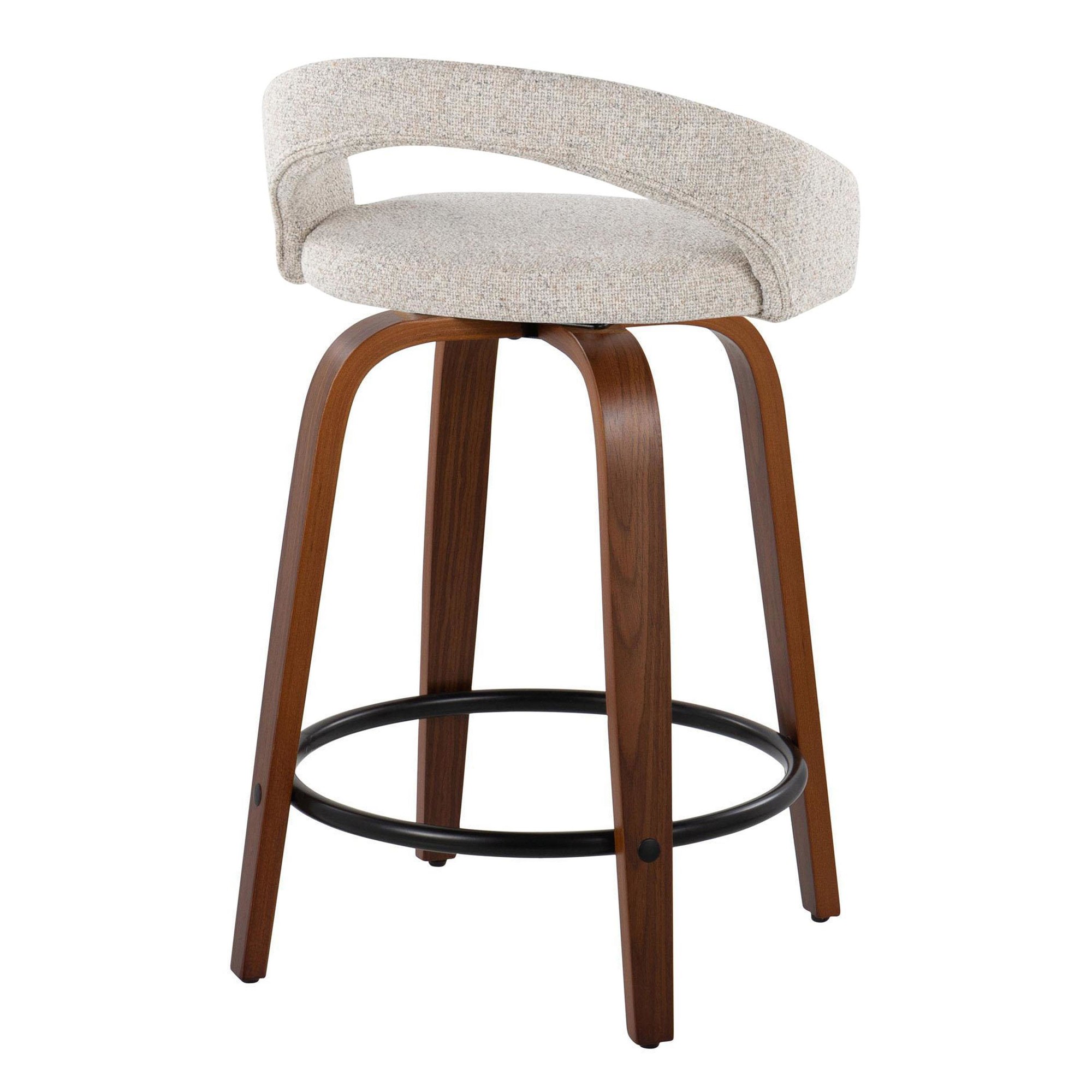 Grotto 24" Contemporary Walnut and Oat Swivel Stools (Set of 2) 6 Grotto 24" Contemporary Walnut and Oat Swivel Stools (Set of 2) - Image 6