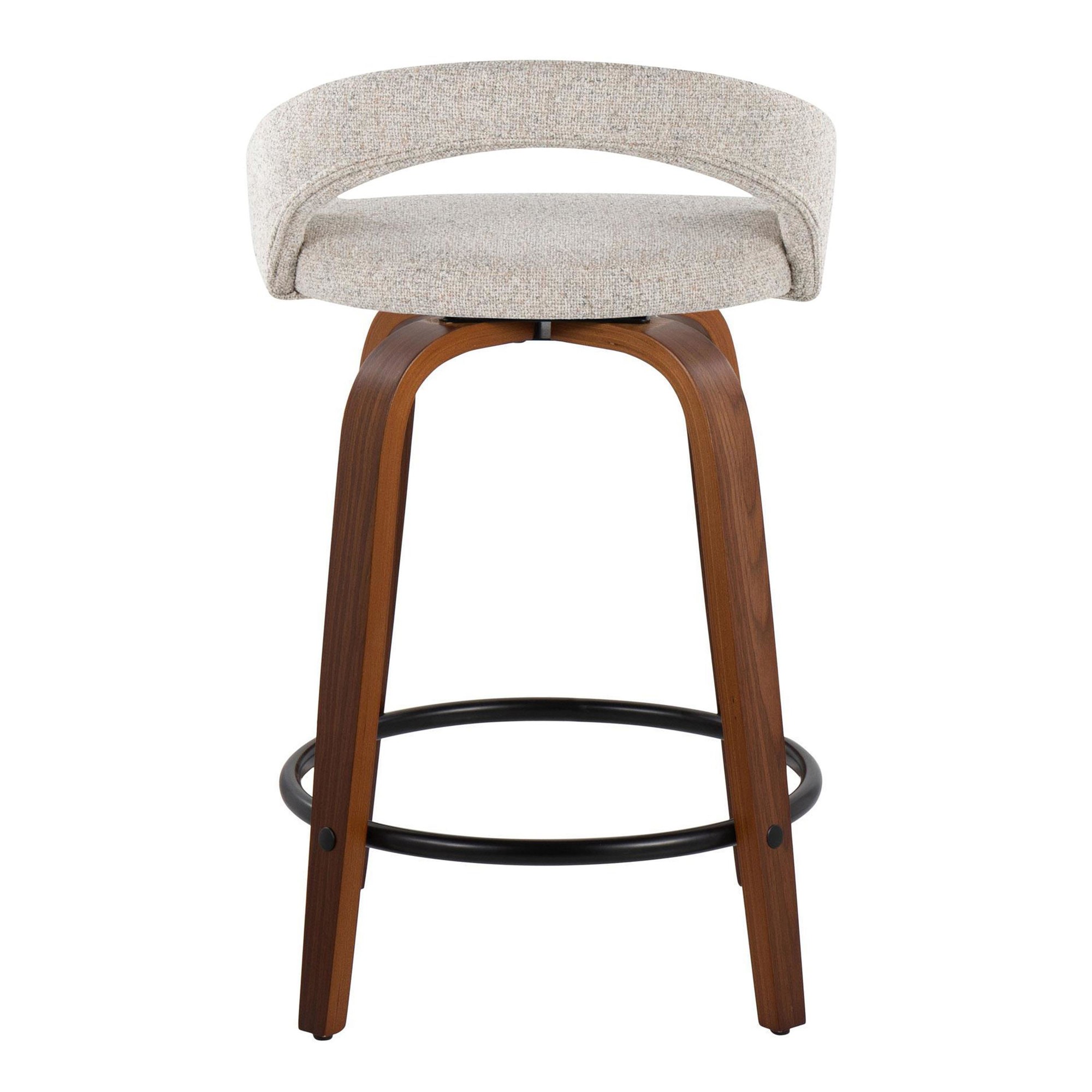 Grotto 24" Contemporary Walnut and Oat Swivel Stools (Set of 2) 7 Grotto 24" Contemporary Walnut and Oat Swivel Stools (Set of 2) - Image 7