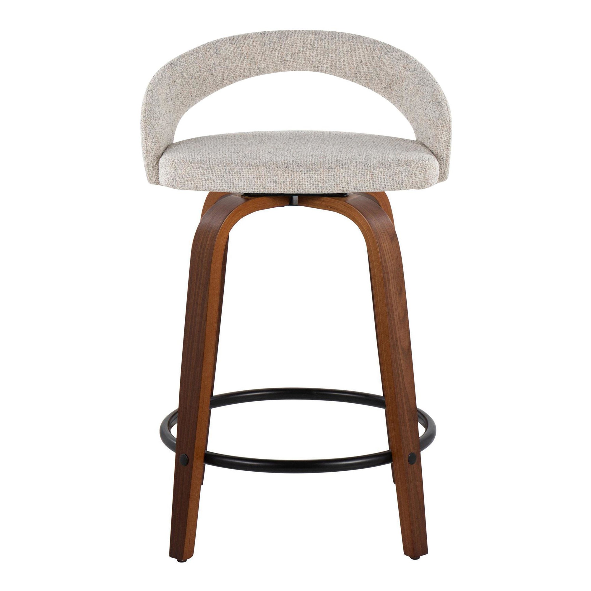 Grotto 24" Contemporary Walnut and Oat Swivel Stools (Set of 2) 8 Grotto 24" Contemporary Walnut and Oat Swivel Stools (Set of 2) - Image 8