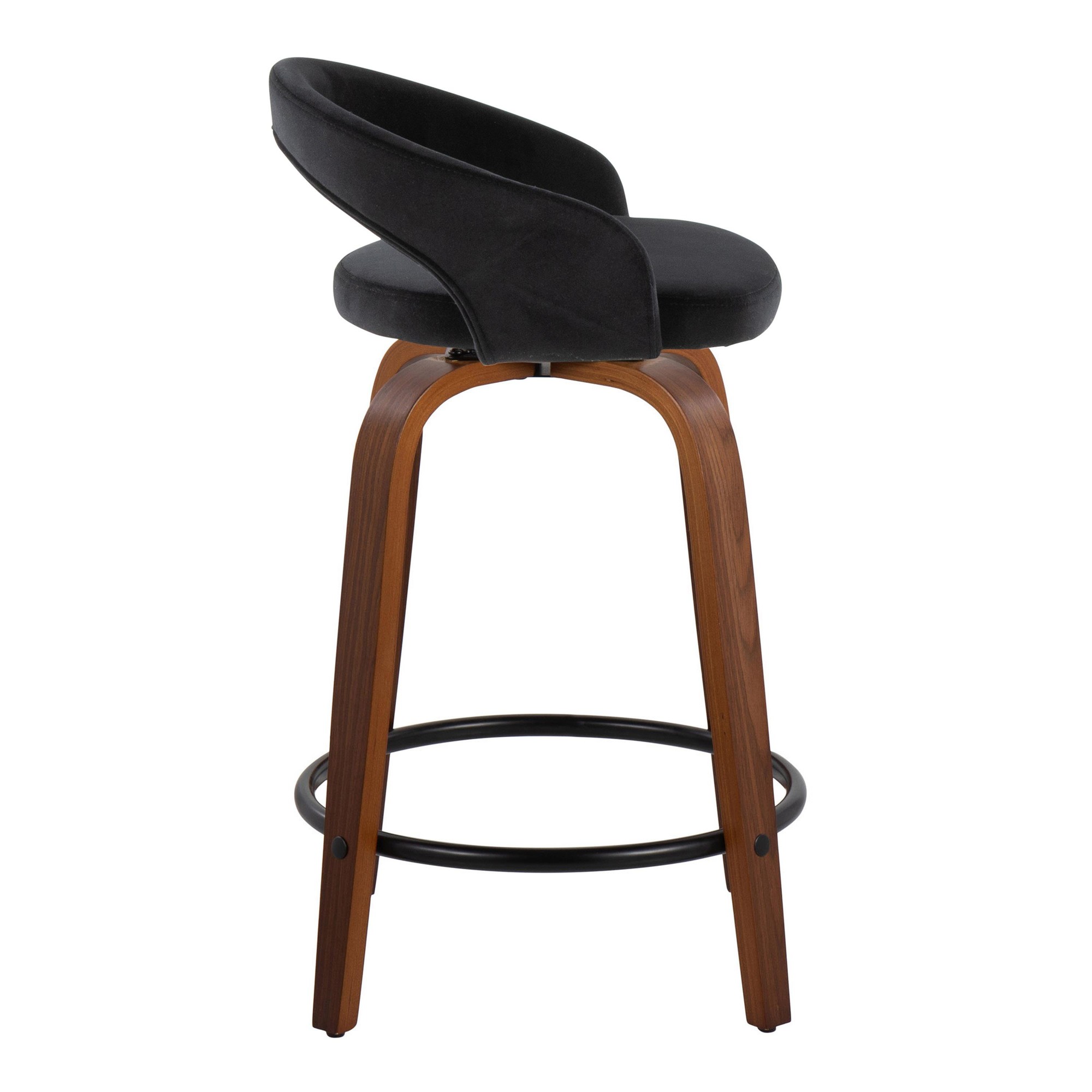 Grotto 24-Inch Black Velvet Contemporary Swivel Counter Stools (Set of 2) 5 Grotto 24-Inch Black Velvet Contemporary Swivel Counter Stools (Set of 2) - Image 5