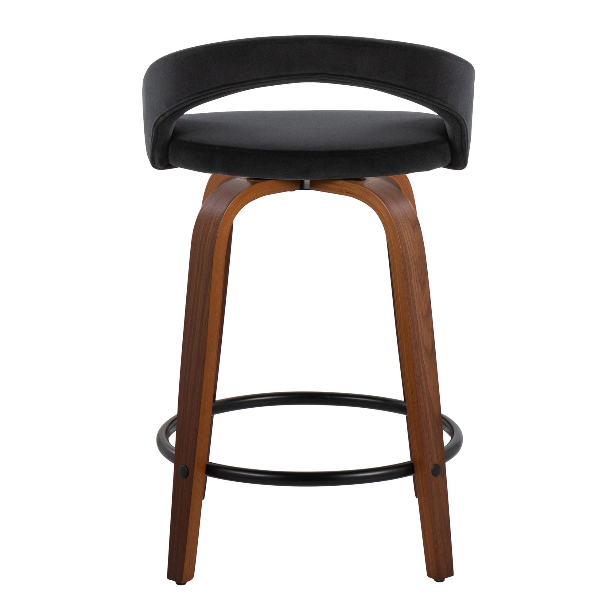 Grotto 24-Inch Black Velvet Contemporary Swivel Counter Stools (Set of 2) 7 Grotto 24-Inch Black Velvet Contemporary Swivel Counter Stools (Set of 2) - Image 7