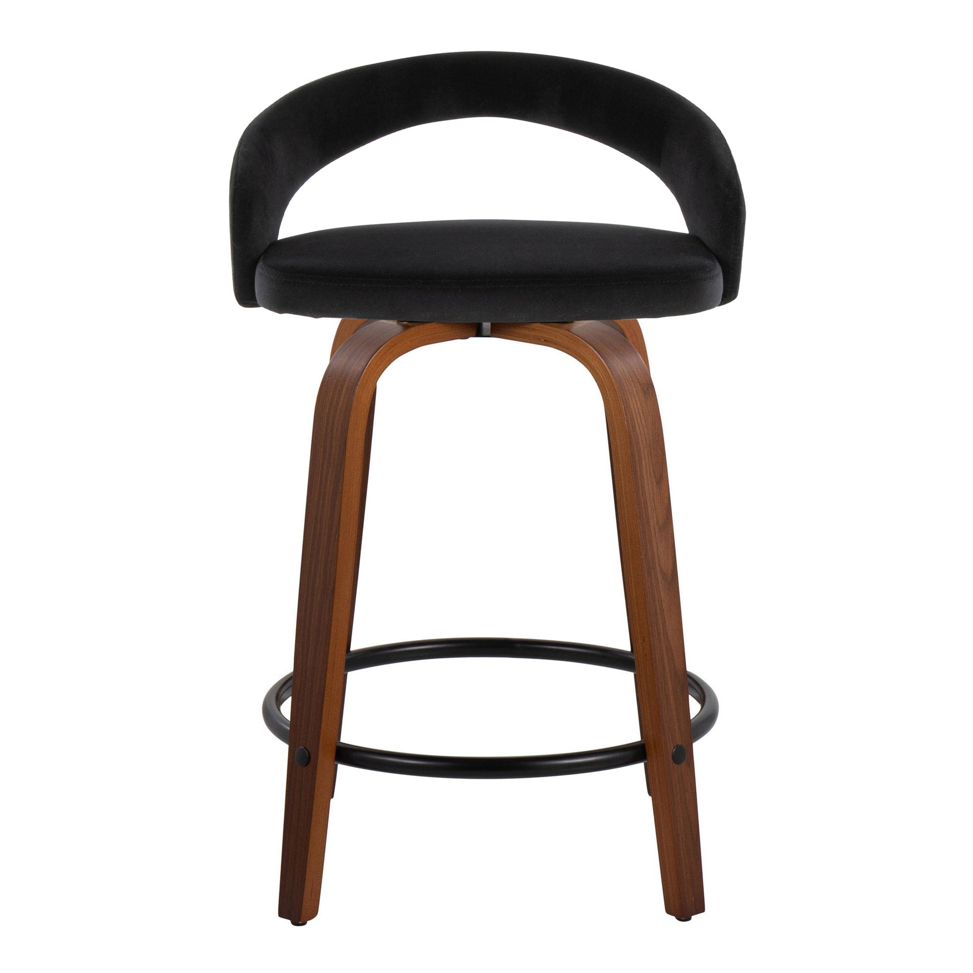 Grotto 24-Inch Black Velvet Contemporary Swivel Counter Stools (Set of 2) 8 Grotto 24-Inch Black Velvet Contemporary Swivel Counter Stools (Set of 2) - Image 8