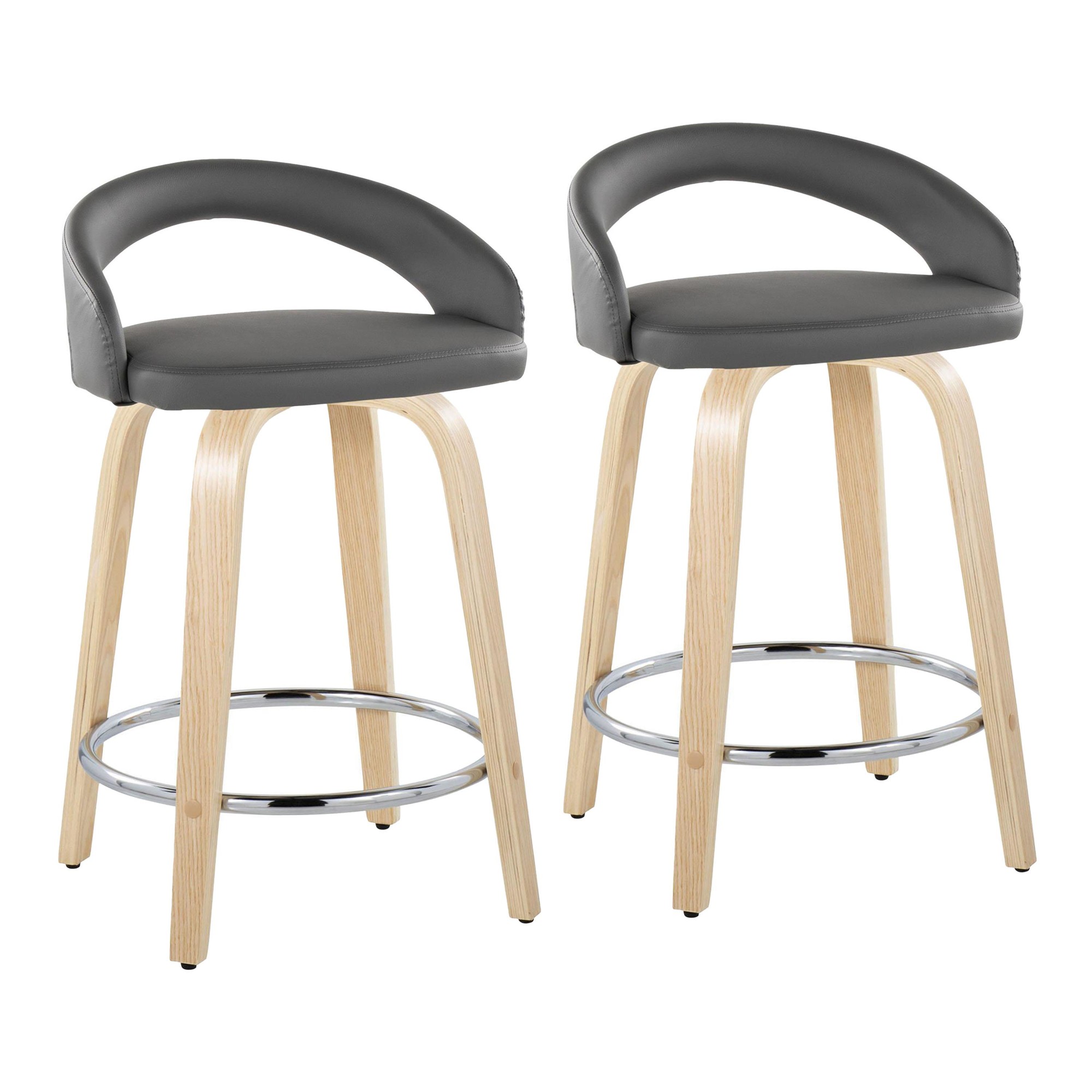 Grotto 24-Inch Grey Contemporary Swivel Counter Stool (Set of 2) 3 Grotto 24-Inch Grey Contemporary Swivel Counter Stool (Set of 2) - Image 3