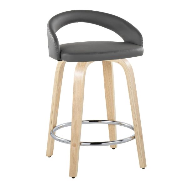 Grotto 24 Inch Grey Contemporary Swivel Counter Stool Set of 2 3