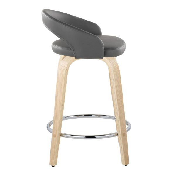 Grotto 24 Inch Grey Contemporary Swivel Counter Stool Set of 2 4