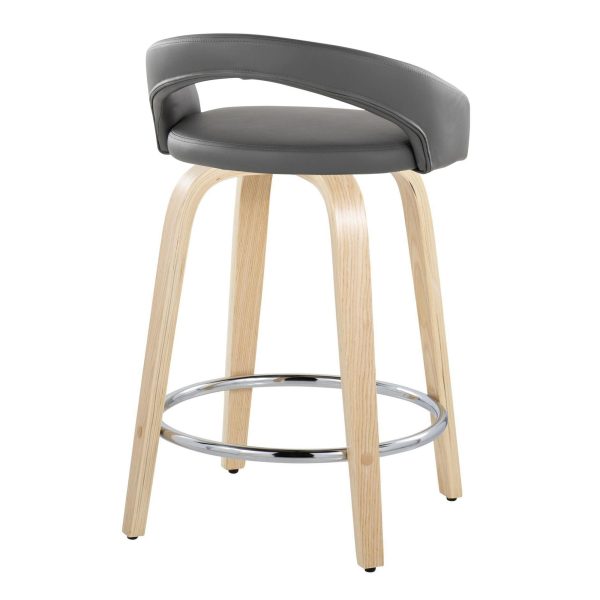 Grotto 24 Inch Grey Contemporary Swivel Counter Stool Set of 2 5