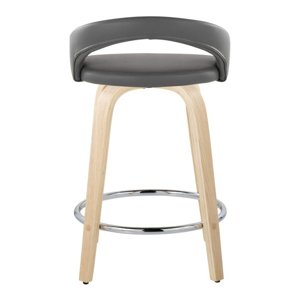 Grotto 24 Inch Grey Contemporary Swivel Counter Stool Set of 2 6