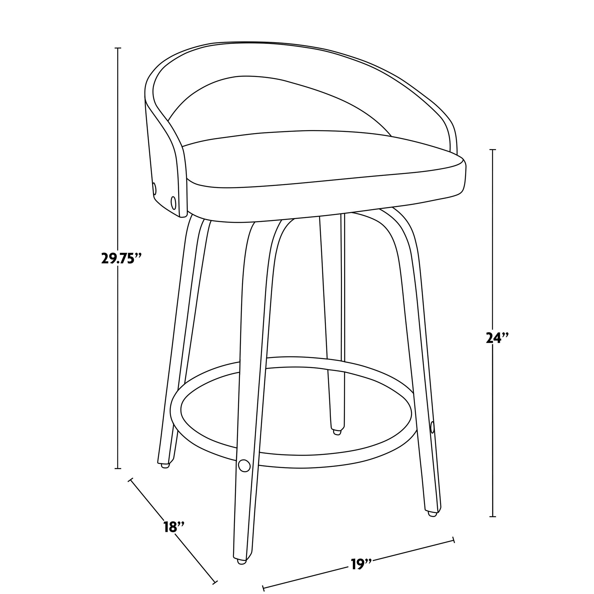Grotto 24-Inch Light Grey Contemporary Swivel Counter Stool (Set of 2) 11 Grotto 24-Inch Light Grey Contemporary Swivel Counter Stool (Set of 2) - Image 11