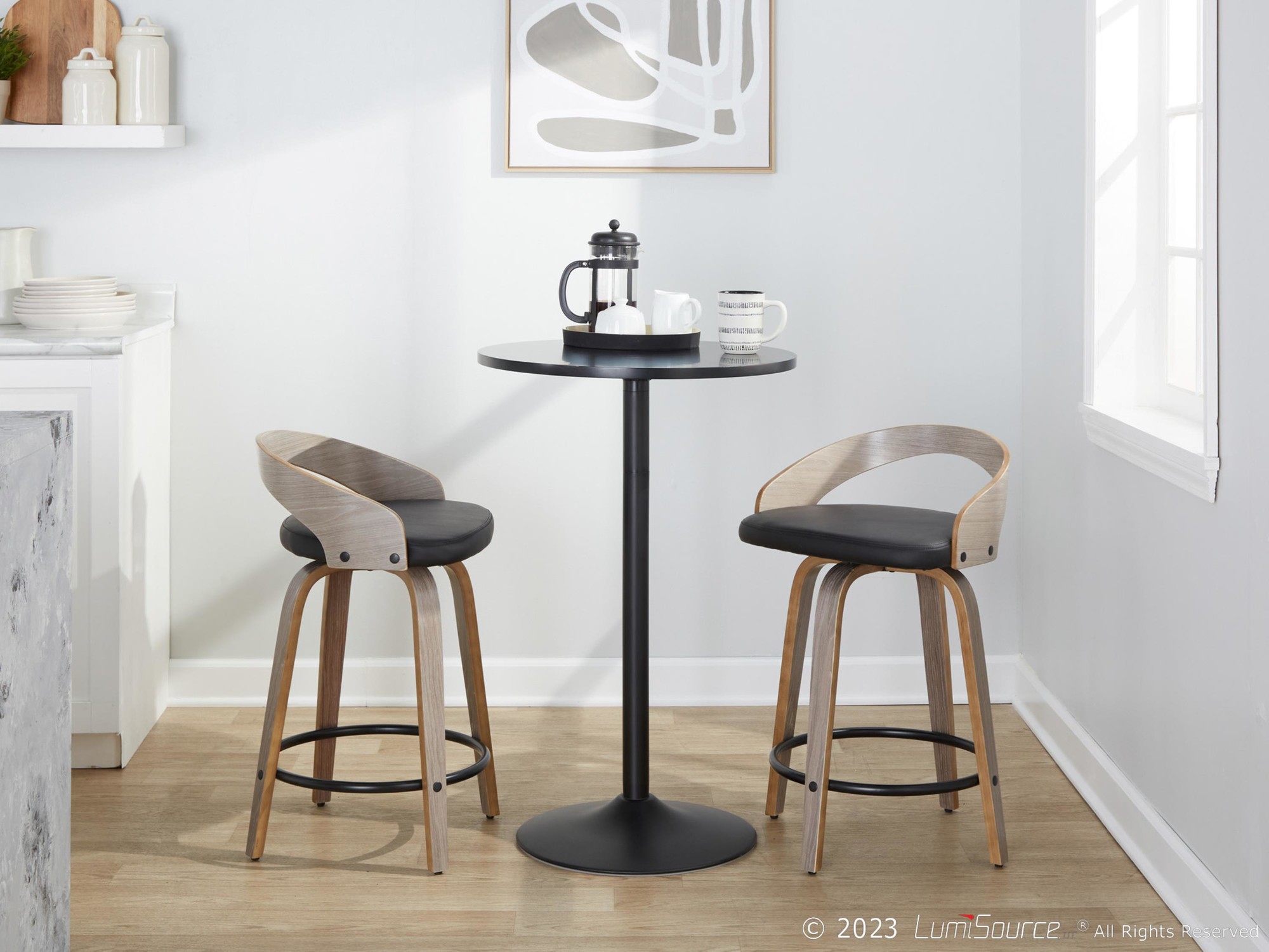Grotto 24-Inch Light Grey Contemporary Swivel Counter Stool (Set of 2) 3 Grotto 24-Inch Light Grey Contemporary Swivel Counter Stool (Set of 2) - Image 3