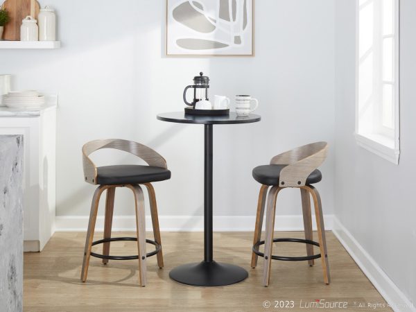 Grotto 24 Inch Light Grey Contemporary Swivel Counter Stool Set of 2 3