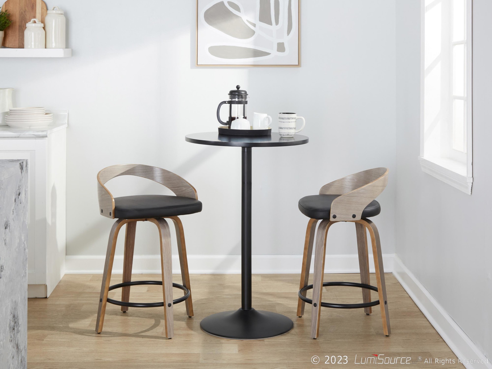 Grotto 24-Inch Light Grey Contemporary Swivel Counter Stool (Set of 2) 4 Grotto 24-Inch Light Grey Contemporary Swivel Counter Stool (Set of 2) - Image 4