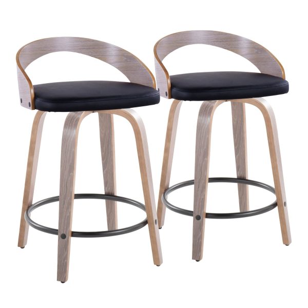 Grotto 24 Inch Light Grey Contemporary Swivel Counter Stool Set of 2 4