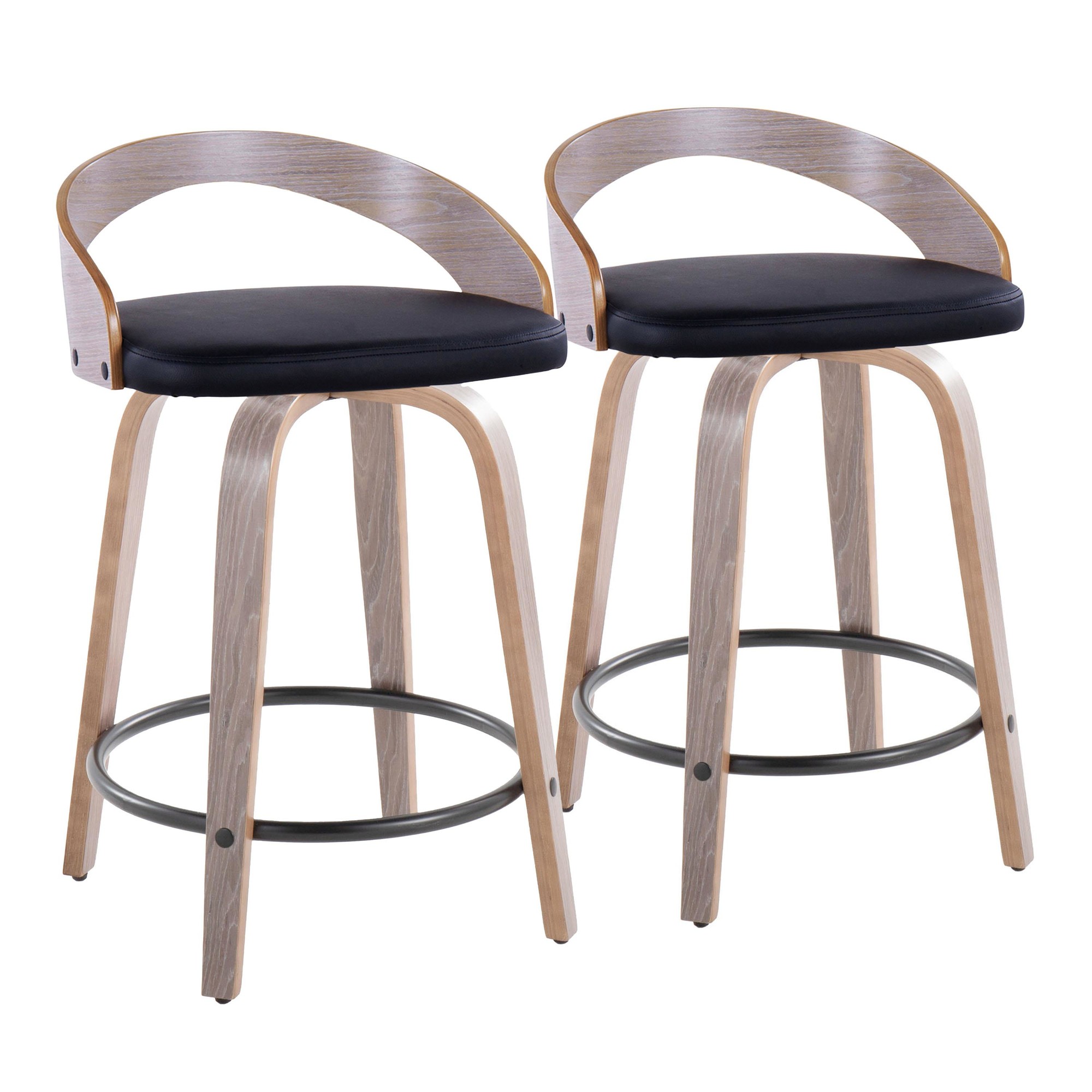 Grotto 24-Inch Light Grey Contemporary Swivel Counter Stool (Set of 2) 5 Grotto 24-Inch Light Grey Contemporary Swivel Counter Stool (Set of 2) - Image 5