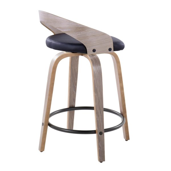 Grotto 24 Inch Light Grey Contemporary Swivel Counter Stool Set of 2 7