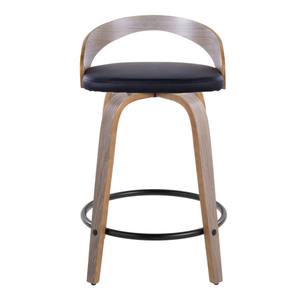 Grotto 24 Inch Light Grey Contemporary Swivel Counter Stool Set of 2 9