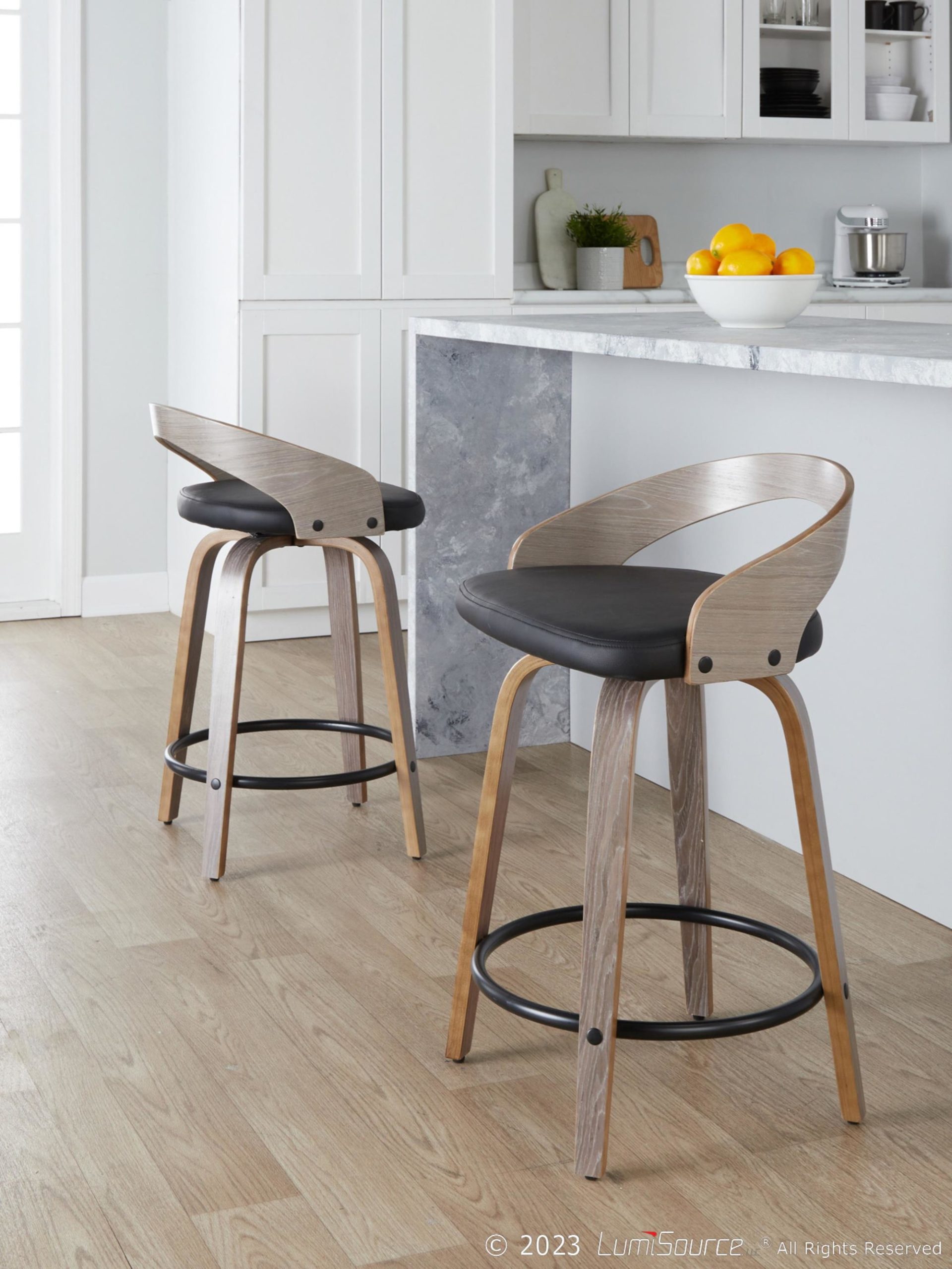 Grotto 24-Inch Light Grey Contemporary Swivel Counter Stool (Set of 2) 1 Grotto 24-Inch Light Grey Contemporary Swivel Counter Stool (Set of 2)