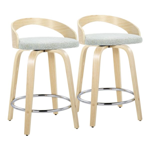 Grotto 24 Light Green Contemporary Swivel Counter Stools Set of 2 4