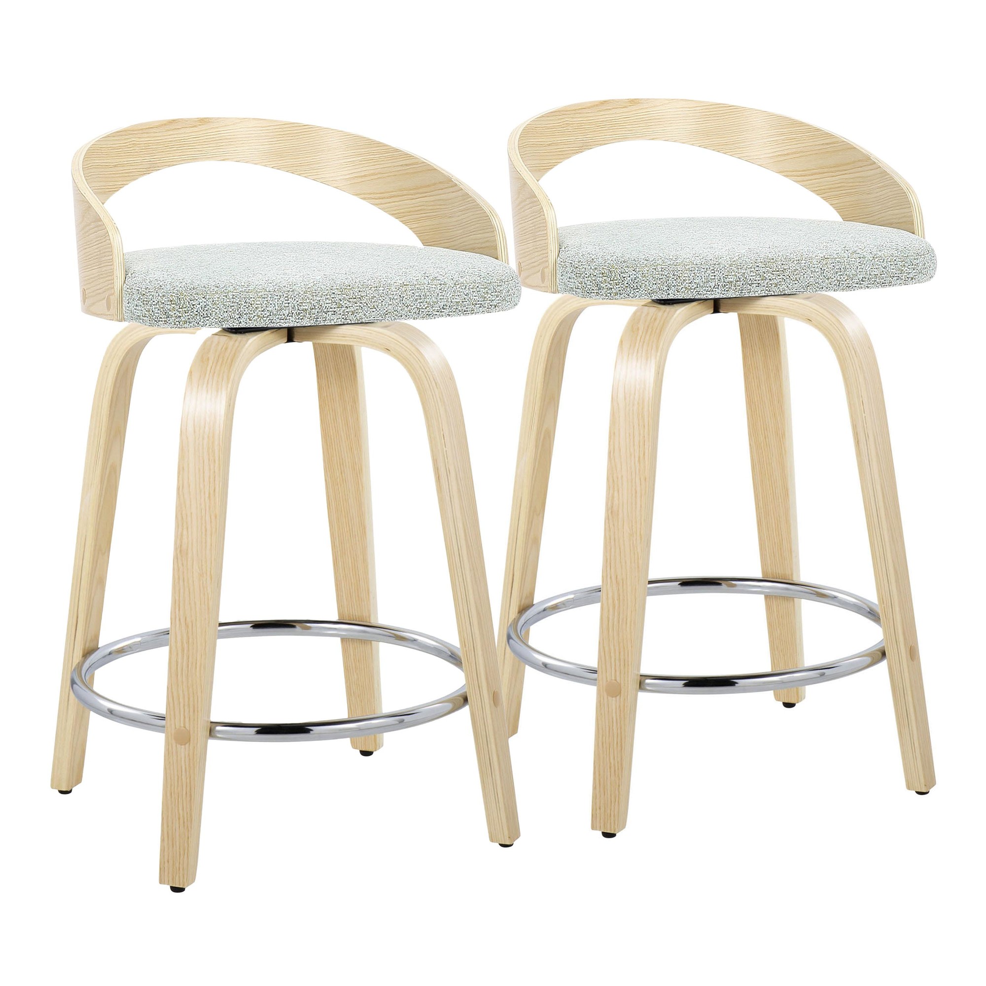 Grotto 24 Light Green Contemporary Swivel Counter Stools (Set of 2) 5 Grotto 24 Light Green Contemporary Swivel Counter Stools (Set of 2) - Image 5