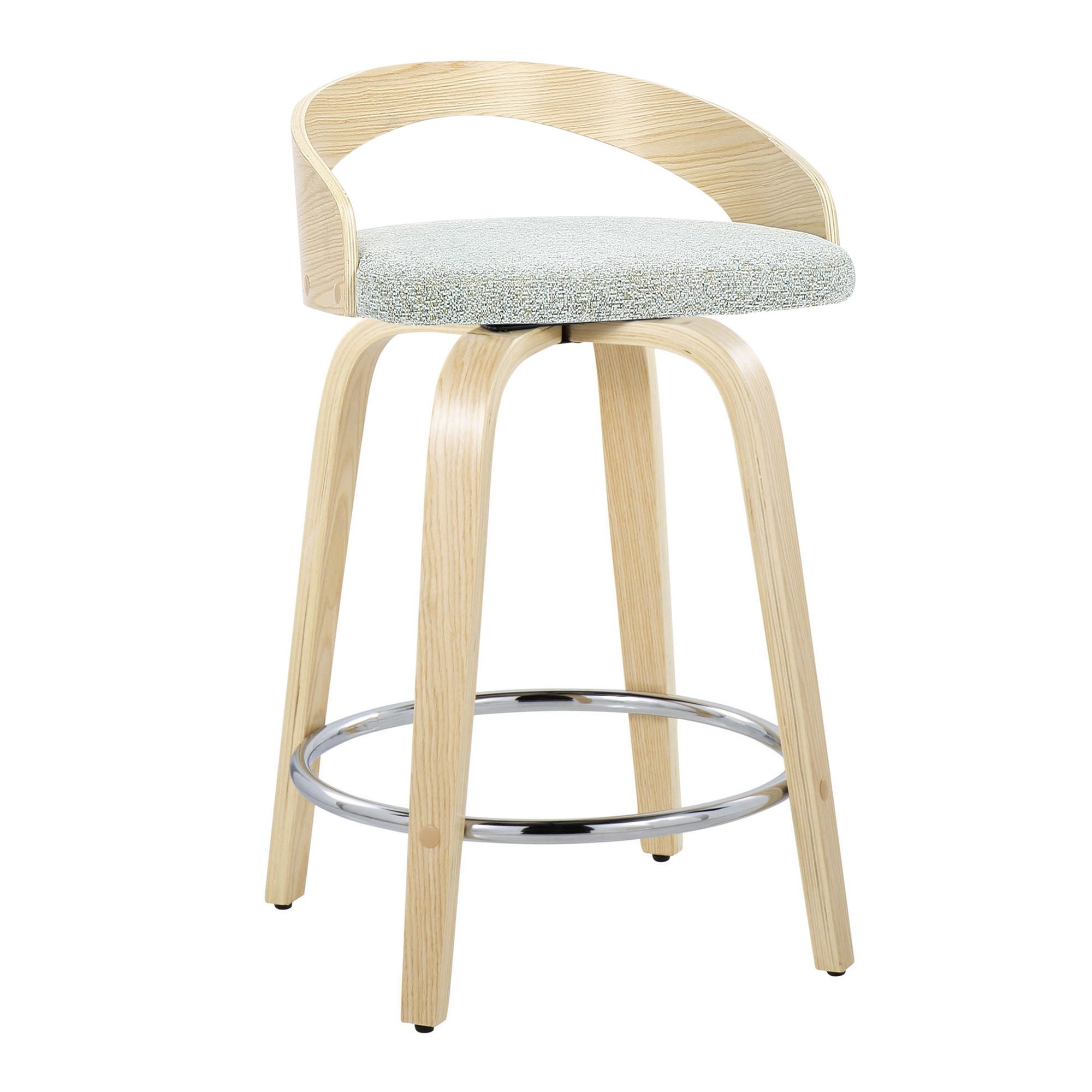 Grotto 24 Light Green Contemporary Swivel Counter Stools (Set of 2) 6 Grotto 24 Light Green Contemporary Swivel Counter Stools (Set of 2) - Image 6