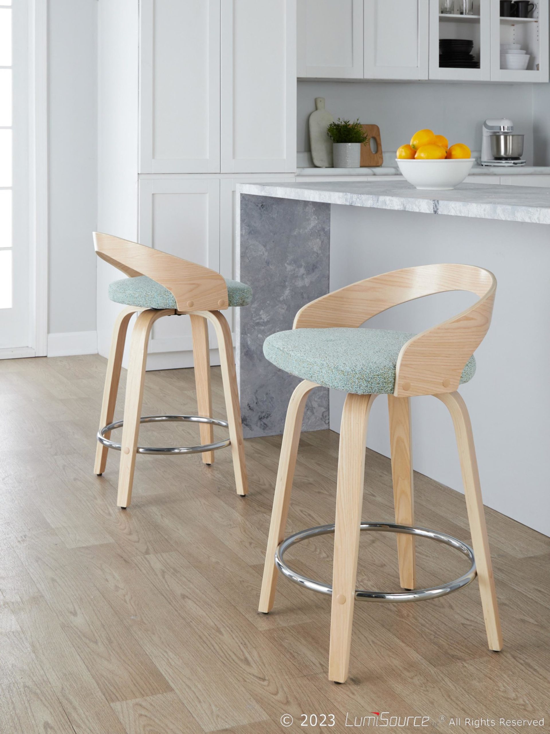 Grotto 24 Light Green Contemporary Swivel Counter Stools (Set of 2) 1 Grotto 24 Light Green Contemporary Swivel Counter Stools (Set of 2)