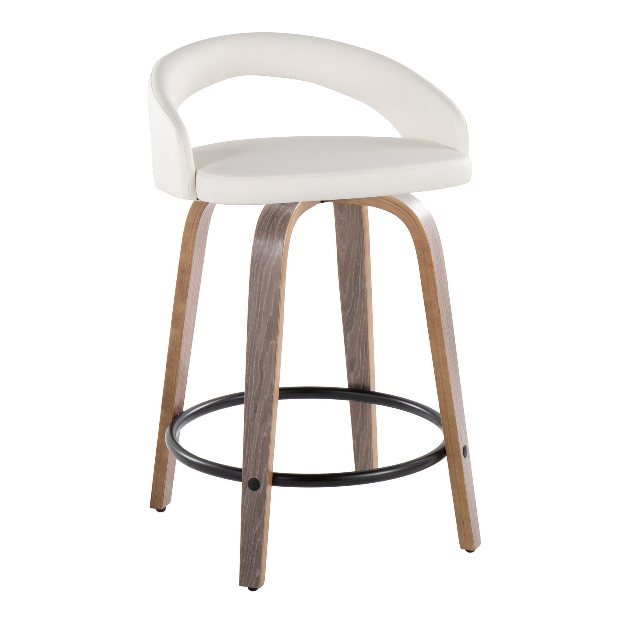 Grotto 24 Light Grey Contemporary Swivel Counter Stools (Set of 2) 2 Grotto 24 Light Grey Contemporary Swivel Counter Stools (Set of 2) - Image 2