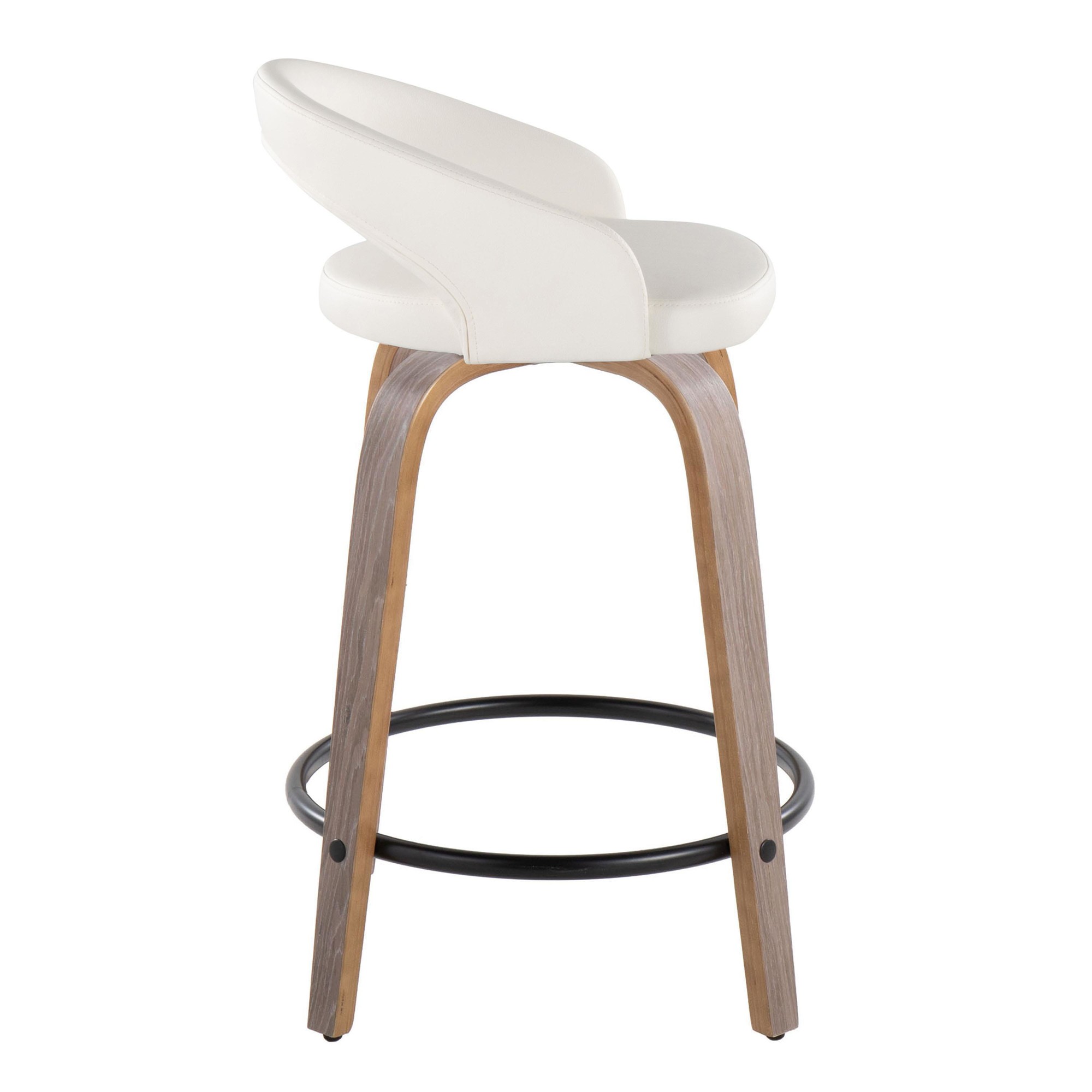 Grotto 24 Light Grey Contemporary Swivel Counter Stools (Set of 2) 3 Grotto 24 Light Grey Contemporary Swivel Counter Stools (Set of 2) - Image 3