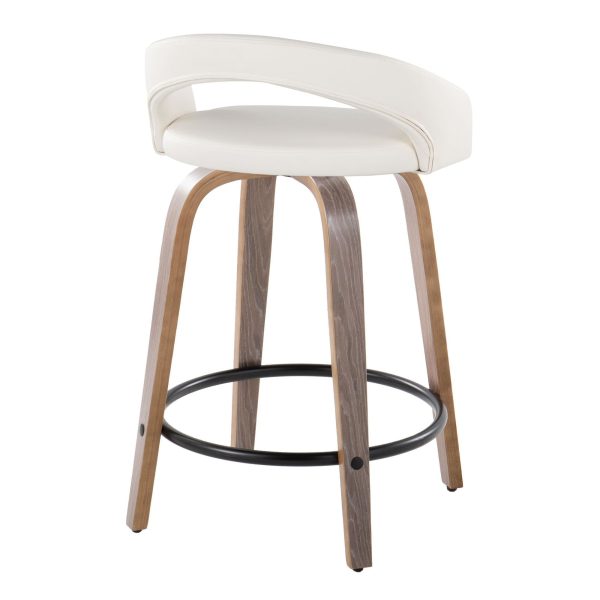 Grotto 24 Light Grey Contemporary Swivel Counter Stools Set of 2 3