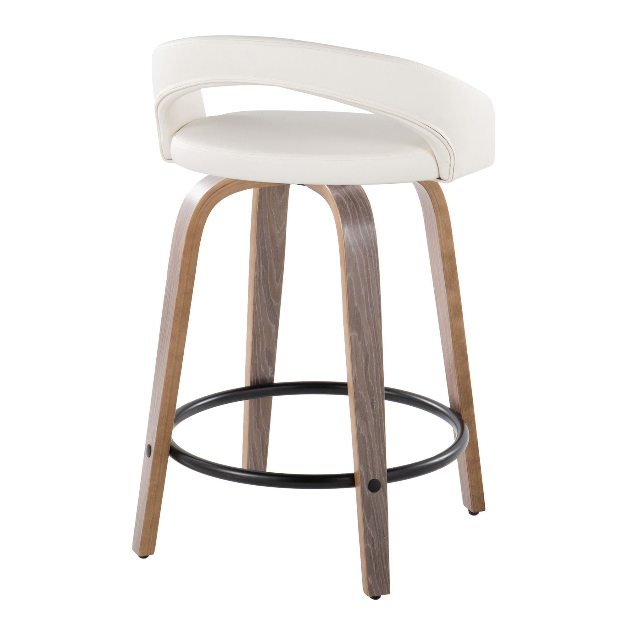 Grotto 24 Light Grey Contemporary Swivel Counter Stools (Set of 2) 4 Grotto 24 Light Grey Contemporary Swivel Counter Stools (Set of 2) - Image 4
