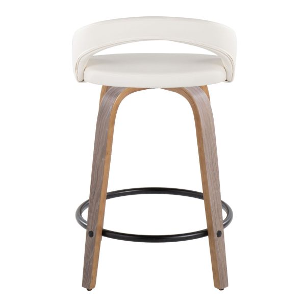 Grotto 24 Light Grey Contemporary Swivel Counter Stools Set of 2 4