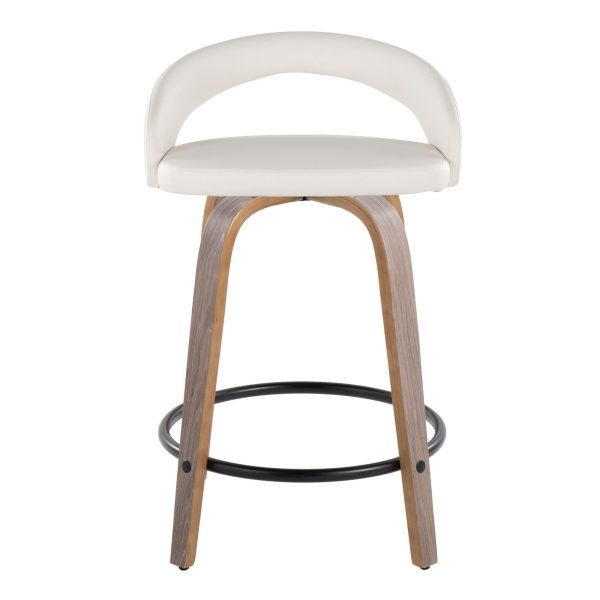 Grotto 24 Light Grey Contemporary Swivel Counter Stools Set of 2 5