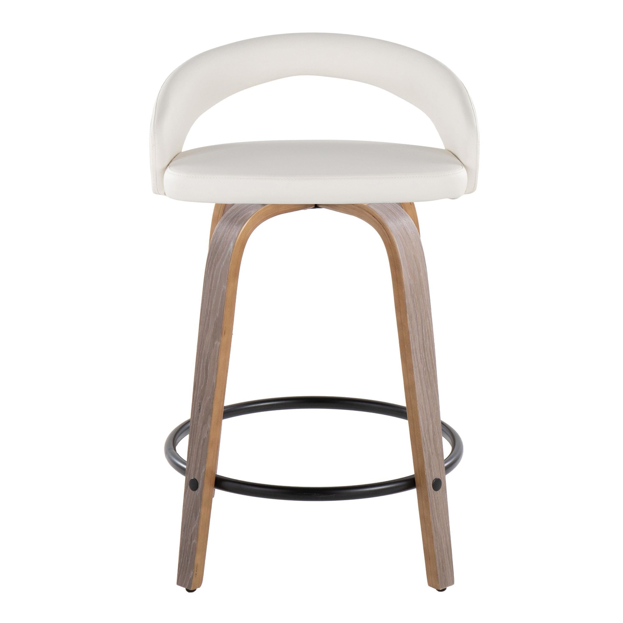 Grotto 24 Light Grey Contemporary Swivel Counter Stools (Set of 2) 6 Grotto 24 Light Grey Contemporary Swivel Counter Stools (Set of 2) - Image 6