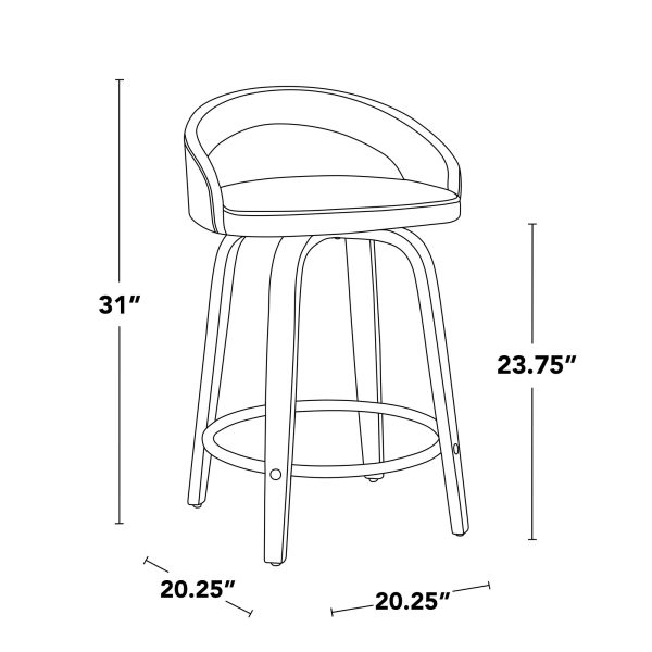 Grotto 24 Light Grey Contemporary Swivel Counter Stools Set of 2 6