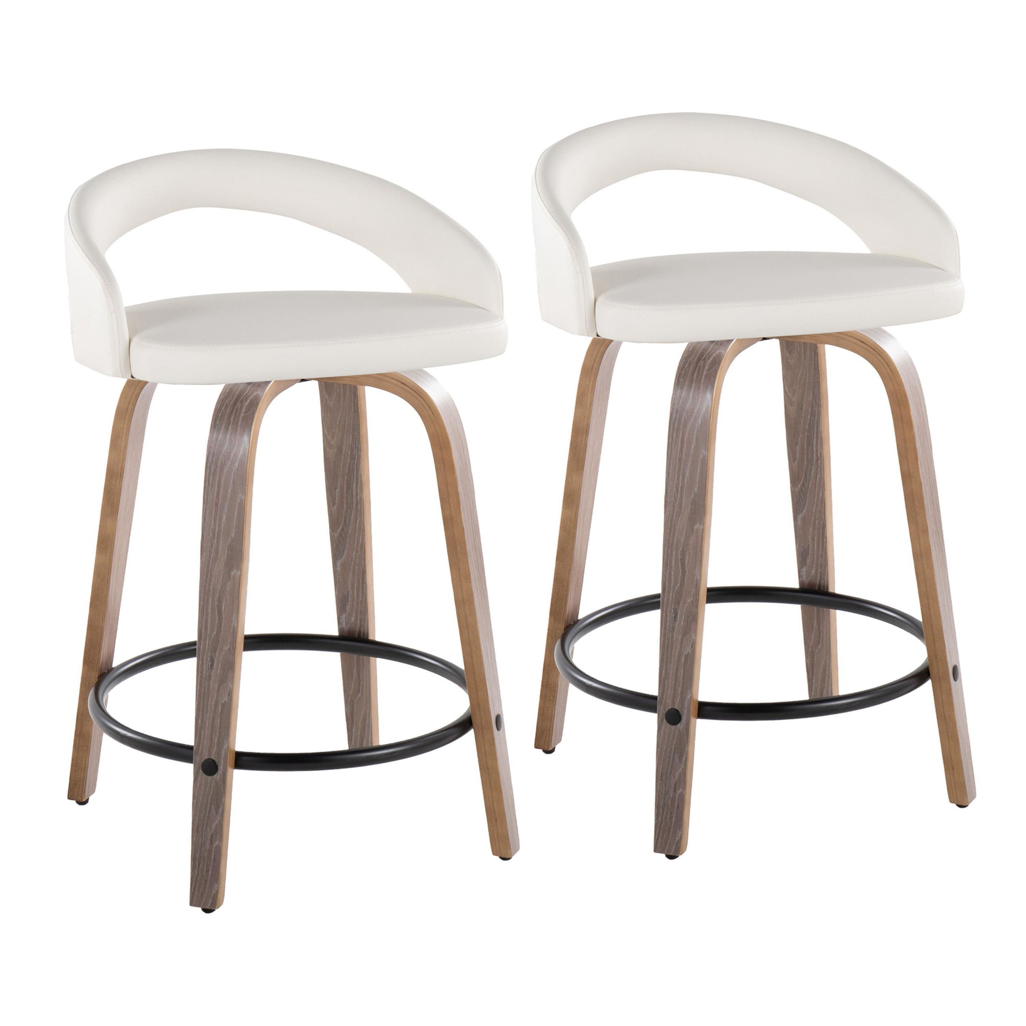 Grotto 24 Light Grey Contemporary Swivel Counter Stools (Set of 2) 1 Grotto 24 Light Grey Contemporary Swivel Counter Stools (Set of 2)