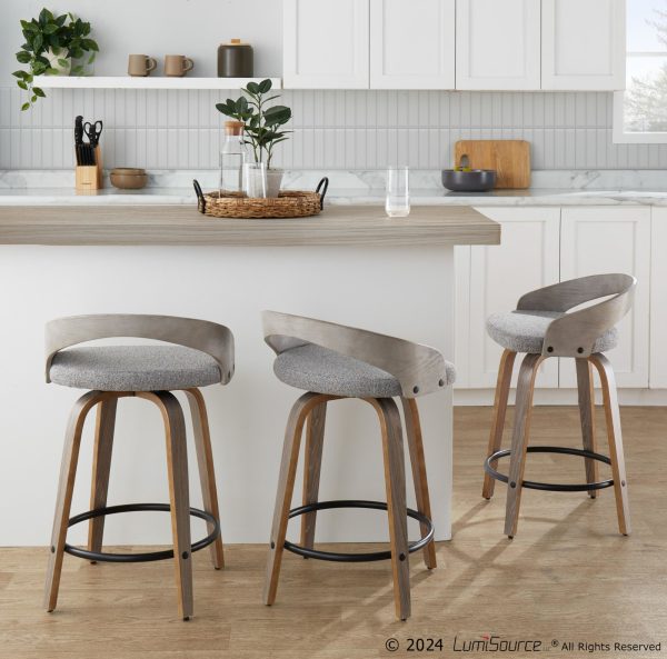 Grotto 24 Light Grey Swivel Counter Stools Set of 2 1