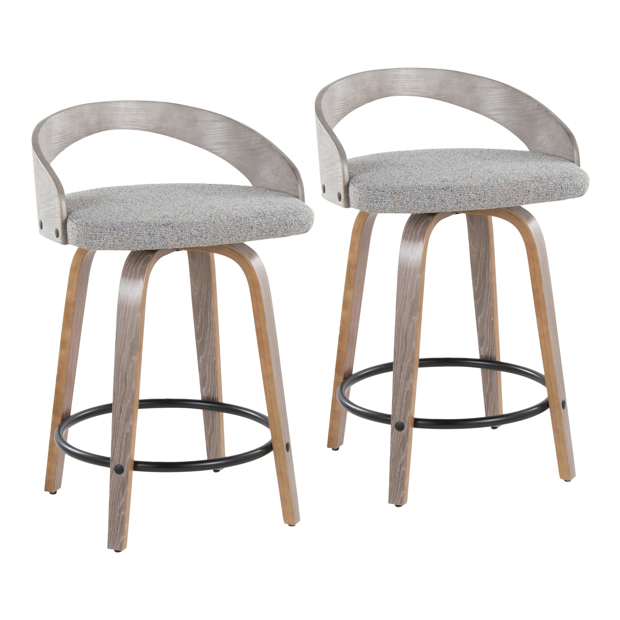 Grotto 24 Light Grey Swivel Counter Stools (Set of 2) 3 Grotto 24 Light Grey Swivel Counter Stools (Set of 2) - Image 3