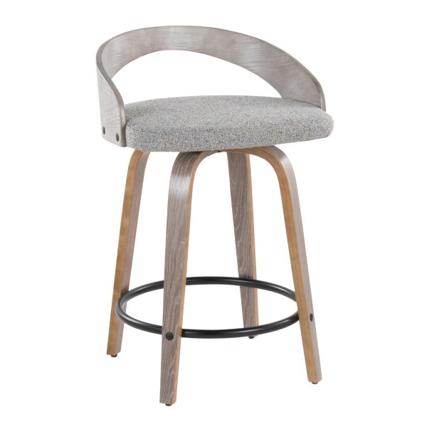 Grotto 24 Light Grey Swivel Counter Stools Set of 2 3