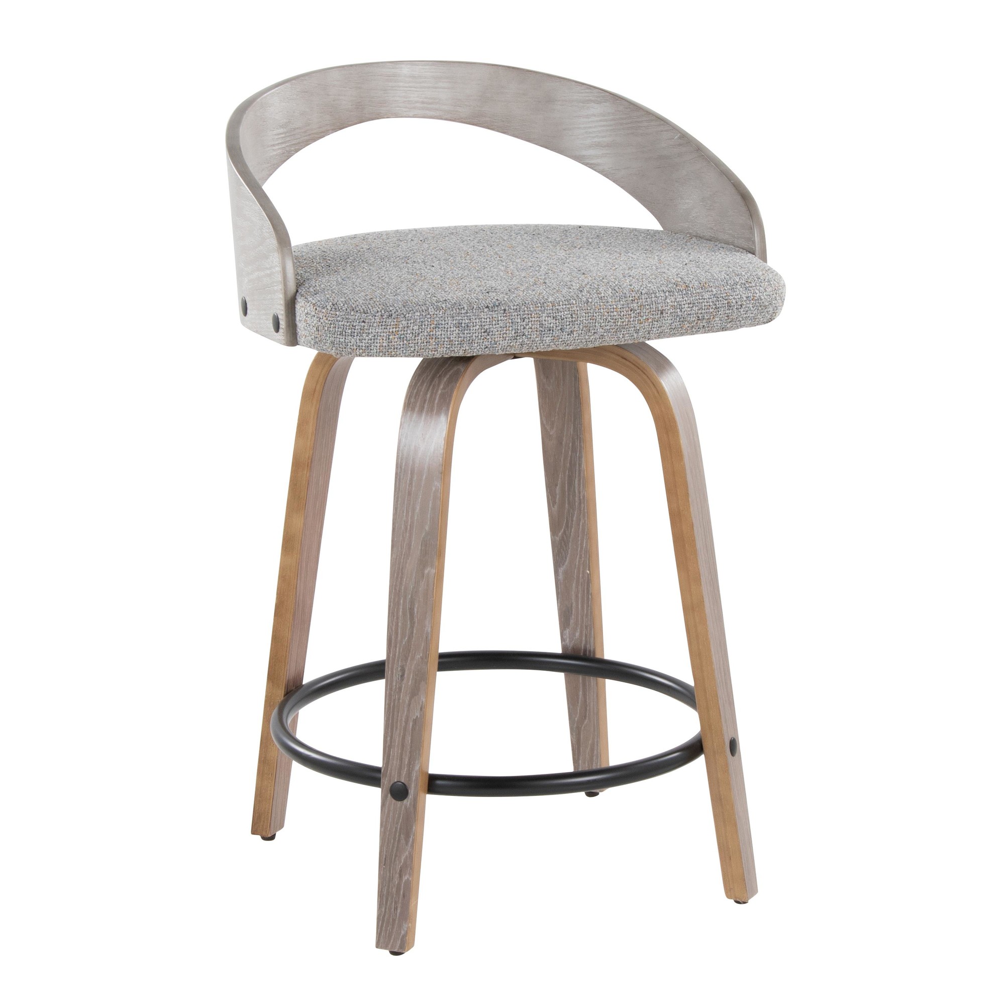 Grotto 24 Light Grey Swivel Counter Stools (Set of 2) 4 Grotto 24 Light Grey Swivel Counter Stools (Set of 2) - Image 4