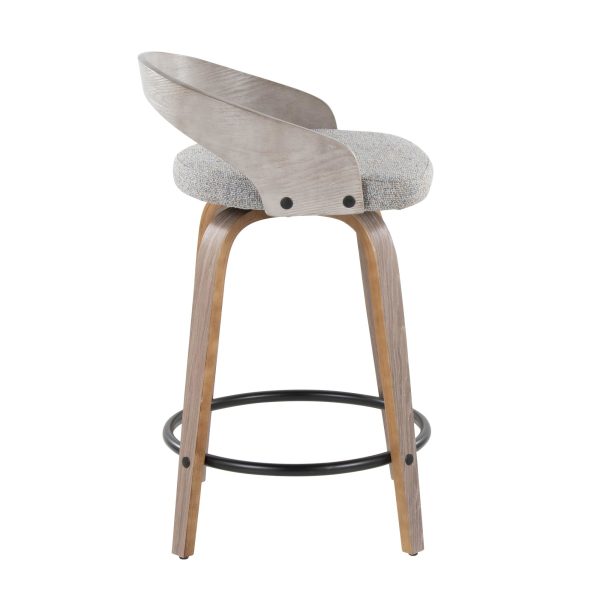 Grotto 24 Light Grey Swivel Counter Stools Set of 2 4