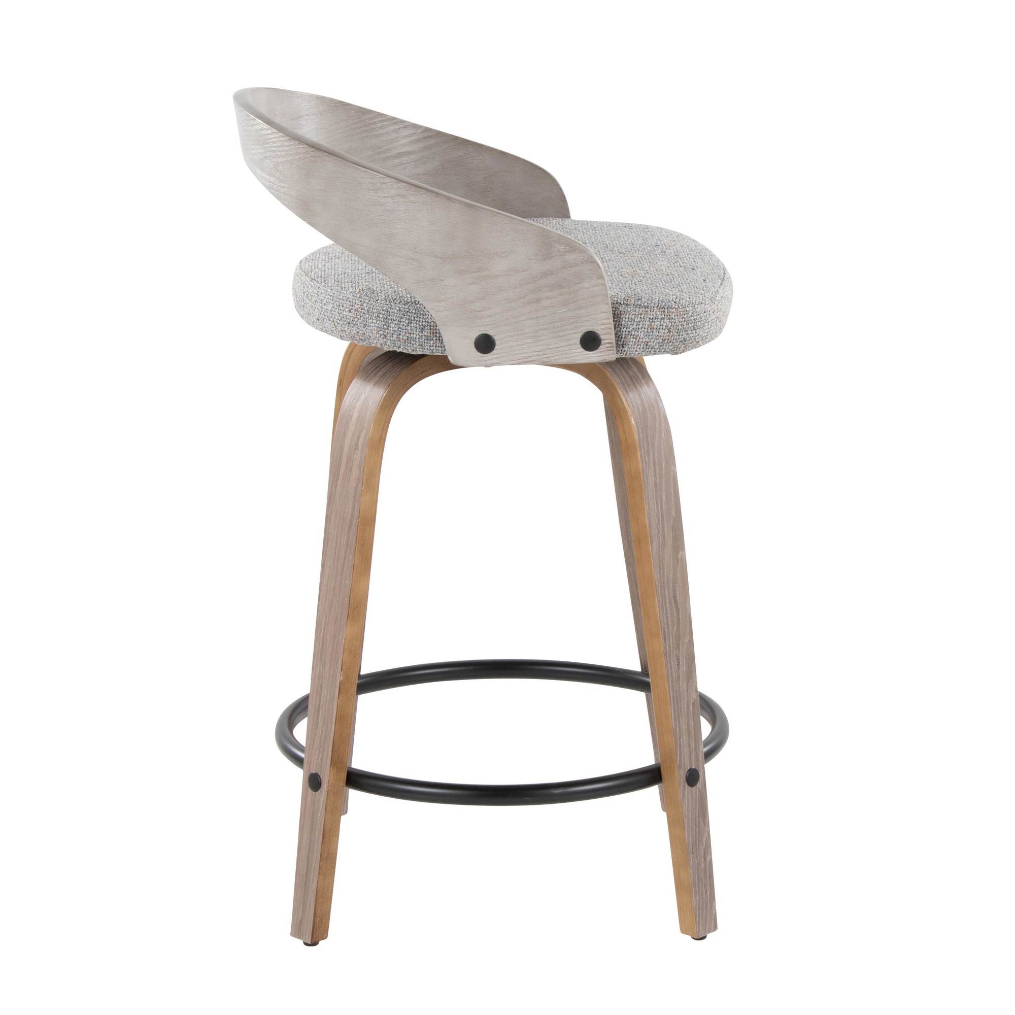 Grotto 24 Light Grey Swivel Counter Stools (Set of 2) 5 Grotto 24 Light Grey Swivel Counter Stools (Set of 2) - Image 5
