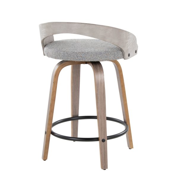Grotto 24 Light Grey Swivel Counter Stools Set of 2 5
