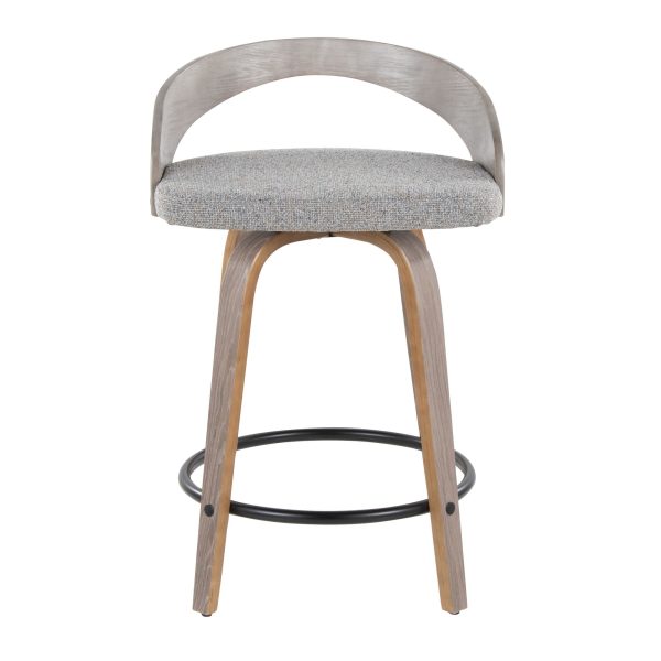 Grotto 24 Light Grey Swivel Counter Stools Set of 2 7