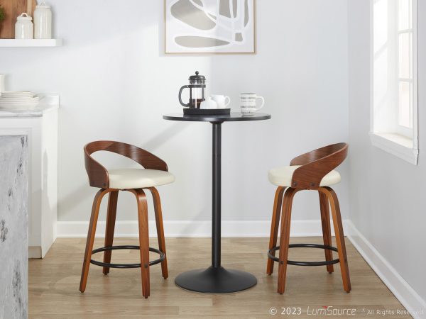 Grotto 24 Mid Century Modern Cream Swivel Counter Stool Set of 2 3