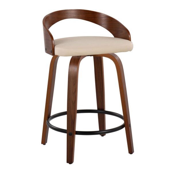 Grotto 24 Mid Century Modern Cream Swivel Counter Stool Set of 2 5